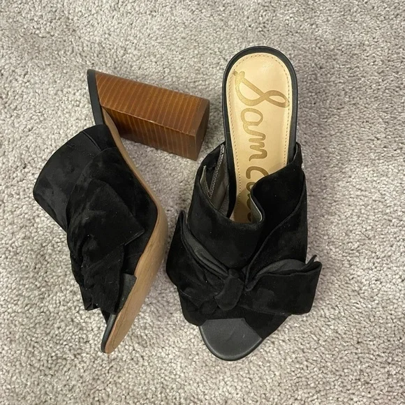 Sam Edelman Women’s Yumi Black Suede Heel Shoes - Picture 2 of 10